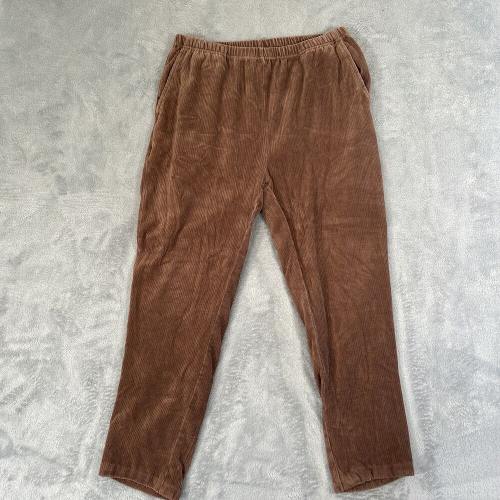 Blair Corduroy Pants Womens Medium Casual High Rise Brown Elastic Straight Leg